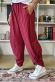 The Sunday Morning Stripe Twist Pant Aubergine Red